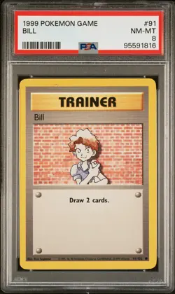 1999 POKEMON BASE SET UNLIMITED #91 BILL PSA 8 - Image 1