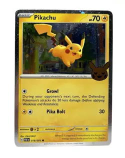 Pikachu 018/091 Cosmos Holo 2024 Trick Or Trade Promo Stamped Pokemon TCG - Image 1