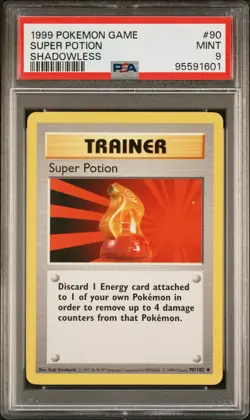 1999 POKEMON BASE SET SHADOWLESS #90 SUPER POTION PSA 9 - Image 1