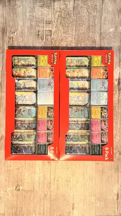 SET OF 2 Costco Pokemon TCG Scarlet & Violet Prismatic Evolutions Mini Tin 8Pack - Image 3