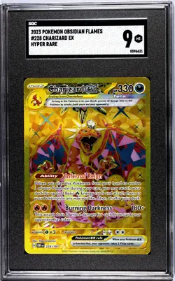 Pokemon TCG - Charizard ex 228/197 - Obsidian Flames - Gold Hyper Rare SGC 9 - Image 1