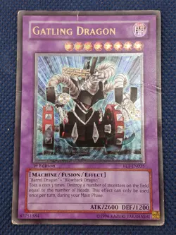 YuGiOh Flaming Eternity Gatling Dragon #FET-EN035 1st Edition Ultimate Rare HP - Image 1