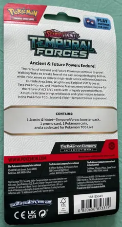 POKEMON TCG SCARLET & VIOLET TEMPORAL FORCES PACK, BELLIBOLT PROMO CARD & COIN - Image 2