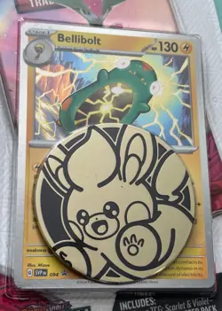 POKEMON TCG SCARLET & VIOLET TEMPORAL FORCES PACK, BELLIBOLT PROMO CARD & COIN - Image 3