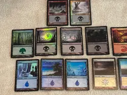 MTG: Set of Holo Land Cards: Island, Forest, Mountains, Swamp, Planes Foil X12 - Image 2