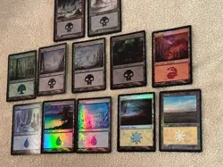 MTG: Set of Holo Land Cards: Island, Forest, Mountains, Swamp, Planes Foil X12 - Image 4