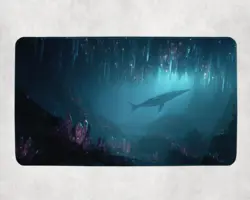 Deep Sea Whale Fantasy Ocean MTG Playmat - Glowing Cave Crystals Art - Image 1