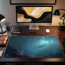 Deep Sea Whale Fantasy Ocean MTG Playmat - Glowing Cave Crystals Art - Image 2