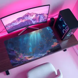 Glowing Coral Reef Fantasy Ocean Scene MTG Playmat - Underwater Ruins Art - Image 4