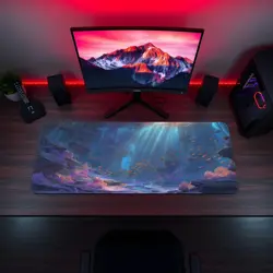 Glowing Coral Reef Fantasy Ocean Scene MTG Playmat - Underwater Ruins Art - Image 5