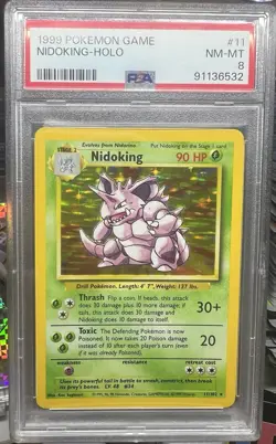 Nidoking - Pokemon Base Set Holo #11 Near Mint to Mint PSA 8 TCG - Image 1