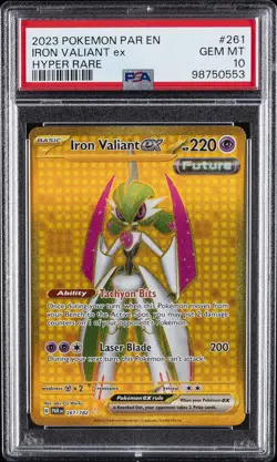 2023 POKEMON PAR EN-PARADOX RIFT HYPER RARE #261 IRON VALIANT EX PSA 10 - Image 1