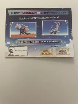 Pokemon Scarlet And Violet Serial Codes Shiny Koraidon or Miraidon UNSCRATCHED! - Image 2