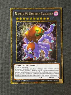 Yugioh TCG #PGL3-EN009 Number 35: Ravenous Tarantula 1st Ed Gold Secret Rare MP - Image 1