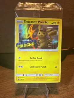 Detective Pikachu SM190 Stamped Holo Card Pokemon Movie DVD Promo NM/Mint - Image 1
