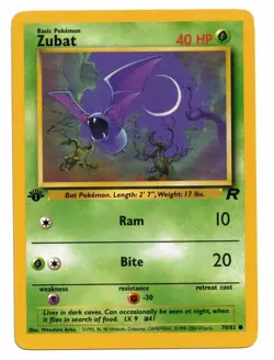 Pokemon Card: Zubat 70/82 1st Edition Team Rocket Set Rare! EXC - Image 1