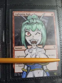 Mtg Hand Painted Altered Art Lightning Bolt Cute Anime Girl Artwork Signed... - Image 1