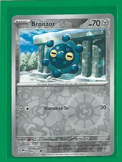 Pokemon TCG SV-Prismatic Evolutions Bronzor #66/131 Common Reverse Holo - Image 1