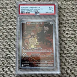 Pokemon TCG Team Rockets Meowth 203/182 Destined Rivals PSA 9 - Image 1