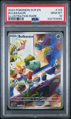 2024 POKEMON SCR EN-STELLAR CROWN ILLUSTRATION RARE #143 BULBASAUR PSA 10 - Image 1