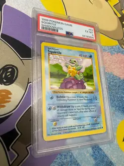 Pokemon TCG PSA 6 Squirtle 63/102 Shadowless Base Set 1999 Common EX-MT - Image 1