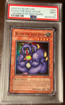 2003 YuGiOh! Bazoo the Soul-Eater LON-064 Super Rare Labyrinth of Nightmare PSA9 - Image 1