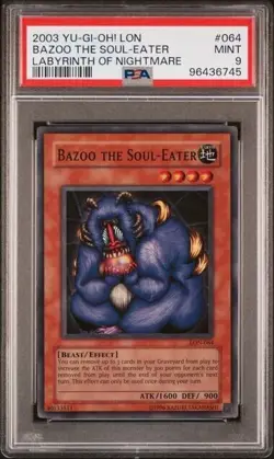 2003 YuGiOh! Bazoo the Soul-Eater LON-064 Super Rare Labyrinth of Nightmare PSA9 - Image 3