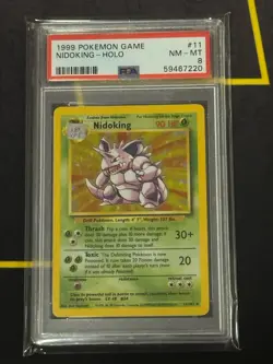 1999 Pokemon TCG Base Set Nidoking Holo Unlimited Rare Card Graded PSA 8 NM-MT - Image 2