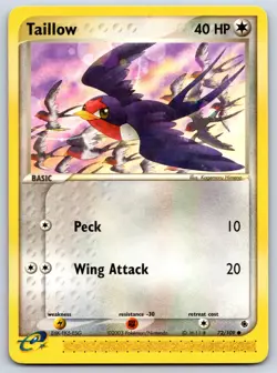 Taillow - Ruby and Sapphire 72/109 e-Reader Pokemon Card NM - Image 1