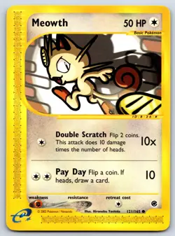 Meowth - Expedition 121/165 e-Reader Pokemon Card NM - Image 1