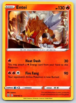 Entei - Holo Rare Battle Styles 020/163 Pokemon Card NM - Image 1