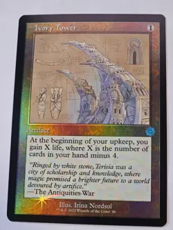 MTG - Ivory Tower FOIL Schematic RETRO FRAME - Brother's War Artifacts - Image 1