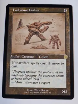 MTG - Lodestone Golem Schematic RETRO FRAME - Brother's War Artifacts - Image 1