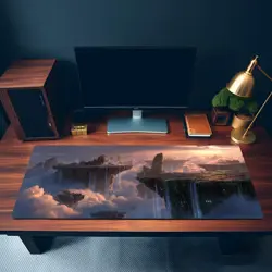 Floating Sky Islands MTG Playmat - Fantasy Cloud City Waterfall Landscape - Image 3