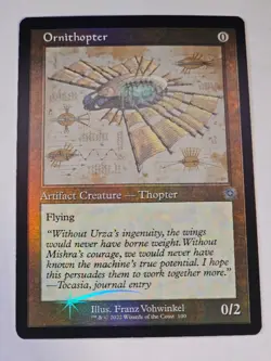 MTG - Ornithopter FOIL Schematic RETRO FRAME - Brother's War Artifacts - Image 1