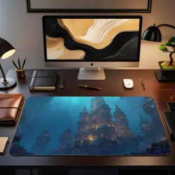 Fantasy Coral Palace MTG Playmat - Glowing Underwater Blue Ocean Castle - Image 2