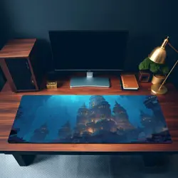 Fantasy Coral Palace MTG Playmat - Glowing Underwater Blue Ocean Castle - Image 3