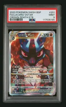 Lucario Vstar SWSH 291 PSA 9 2023 Pokemon Crown Zenith ETB Promo - Image 1