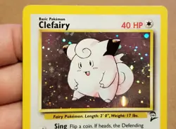 POKEMON TCG CLEFAIRY 6/130 ☆ HOLO RARE BASE SET 2 VINTAGE W/SWIRL 🌀 LP - Image 4