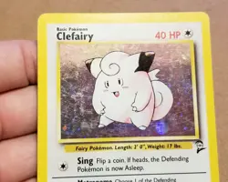 POKEMON TCG CLEFAIRY 6/130 ☆ HOLO RARE BASE SET 2 VINTAGE W/SWIRL 🌀 LP - Image 5