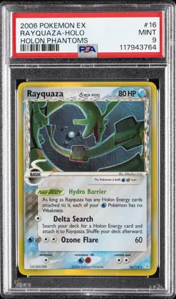 2006 POKEMON EX HOLON PHANTOMS #16 RAYQUAZA-HOLO PSA 9 - Image 1