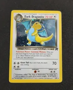 Pokemon TCG Team Rocket Set - Unlimited Dark Dragonite Holo Rare Card - Image 1