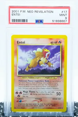 PSA 9 ENTEI 17/64 Non-Holo Rare Neo Revelation 2001 - Pokemon Card WOTC - Image 1