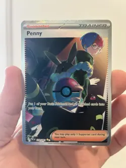 Pokemon TCG Penny Paldean Fates Trainer Holo Card 239/091 Illustration Rare - Image 1