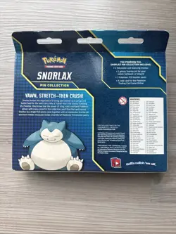 Rare Pokemon Snorlax Pin Collection - 3 Booster Packs Promo Card & Pin Box Set - Image 2