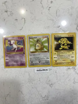 Lot of 3 Pokemon Cards Rare Electabuzz 20/102 - Kangaskhan 26/130 - Promo Mew 8 - Image 1