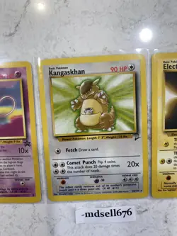 Lot of 3 Pokemon Cards Rare Electabuzz 20/102 - Kangaskhan 26/130 - Promo Mew 8 - Image 3