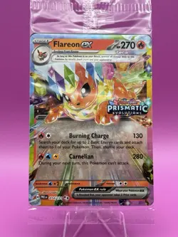 Pokemon TCG Prismatic Evolutions Flareon ex 014/131 Stamped Promo Card NM Sealed - Image 1