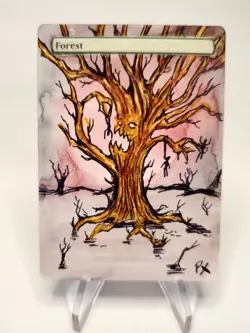 Hand Painted Altered Art - MTG FOREST Mana ENT ORIGINAL ART, EVIL TREE - Image 1
