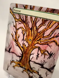 Hand Painted Altered Art - MTG FOREST Mana ENT ORIGINAL ART, EVIL TREE - Image 2